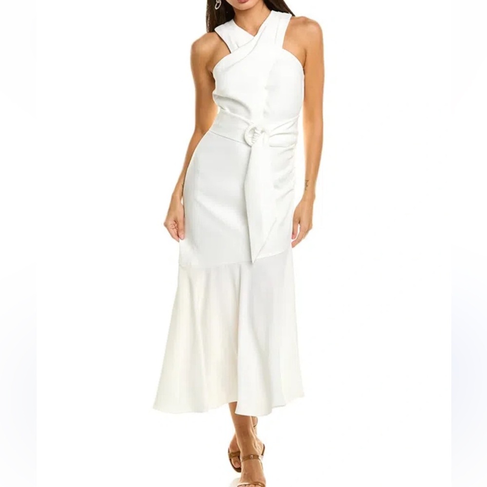 Sachin + Babi NWT ivory/white the Naomi  Midi‎ dress with belt